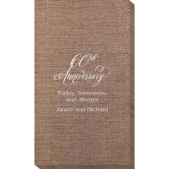 Elegant 60th Anniversary Bamboo Luxe Guest Towels